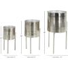 imageDeco 79 Metal Indoor Outdoor Planter Large Planter Pot with Removable Gold Stand Set of 2 Planters 16quot 13quotH WhiteSilver