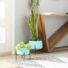 imageDeco 79 Metal Indoor Outdoor Planter Large Planter Pot with Removable Gold Stand Set of 2 Planters 16quot 13quotH WhiteTeal