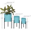 imageDeco 79 Metal Indoor Outdoor Planter Large Planter Pot with Removable Gold Stand Set of 2 Planters 16quot 13quotH WhiteTeal