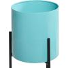 imageDeco 79 Metal Indoor Outdoor Planter Large Planter Pot with Removable Gold Stand Set of 2 Planters 16quot 13quotH WhiteTeal