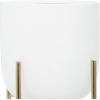 imageDeco 79 Metal Indoor Outdoor Planter Large Planter Pot with Removable Gold Stand Set of 2 Planters 16quot 13quotH WhiteWhite