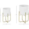 imageDeco 79 Metal Indoor Outdoor Planter Large Planter Pot with Removable Gold Stand Set of 2 Planters 16quot 13quotH WhiteWhite