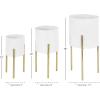 imageDeco 79 Metal Indoor Outdoor Planter Large Planter Pot with Removable Gold Stand Set of 2 Planters 16quot 13quotH WhiteWhite