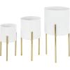 imageDeco 79 Metal Indoor Outdoor Planter Large Planter Pot with Removable Gold Stand Set of 2 Planters 16quot 13quotH WhiteWhite