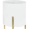 imageDeco 79 Metal Indoor Outdoor Planter Large Planter Pot with Removable Gold Stand Set of 2 Planters 16quot 13quotH WhiteWhite