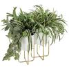 imageDeco 79 Metal Indoor Outdoor Planter Large Planter Pot with Removable Gold Stand Set of 2 Planters 16quot 13quotH WhiteWhite