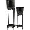 imageDeco 79 Metal Indoor Outdoor Planter Large Planter Pot with Removable Stand Set of 2 Planters 31quot 24quotH SilverBlack