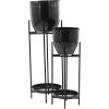 imageDeco 79 Metal Indoor Outdoor Planter Large Planter Pot with Removable Stand Set of 2 Planters 31quot 24quotH SilverBlack