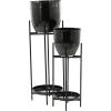 imageDeco 79 Metal Indoor Outdoor Planter Large Planter Pot with Removable Stand Set of 2 Planters 31quot 24quotH SilverBlack