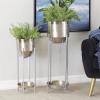 imageDeco 79 Metal Indoor Outdoor Planter Large Planter Pot with Removable Stand Set of 2 Planters 31quot 24quotH SilverSilver