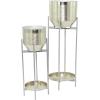 imageDeco 79 Metal Indoor Outdoor Planter Large Planter Pot with Removable Stand Set of 2 Planters 31quot 24quotH SilverSilver
