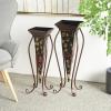 imageDeco 79 Metal Indoor Outdoor Planter Large Planter Pot with Scroll Stand Set of 2 Planters 30quot 28quotH Brown