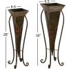 imageDeco 79 Metal Indoor Outdoor Planter Large Planter Pot with Scroll Stand Set of 2 Planters 30quot 28quotH Brown