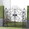 imageDeco 79 Metal Indoor Outdoor Scrollwork Arched Gate Garden Arbor with Vines and Latch Lock Closure 70quot x 15quot x 65quot Black70 x 15 x 65