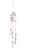 imageDeco 79 Metal Leaf Birdcage Windchime with Glass Beads and Bells 5quot x 5quot x 33quot Gold