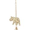 imageDeco 79 Metal Moon Indoor Outdoor Embellished Windchime with Glass Beads and Pipe Bells 5quot x 5quot x 41quot GoldGold