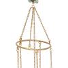 imageDeco 79 Metal Moon Indoor Outdoor Embellished Windchime with Glass Beads and Pipe Bells 5quot x 5quot x 41quot GoldGold