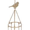 imageDeco 79 Metal Moon Indoor Outdoor Embellished Windchime with Glass Beads and Pipe Bells 5quot x 5quot x 41quot GoldGold