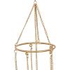 imageDeco 79 Metal Moon Indoor Outdoor Embellished Windchime with Glass Beads and Pipe Bells 5quot x 5quot x 41quot GoldGold