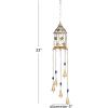 imageDeco 79 Metal Moon Indoor Outdoor Embellished Windchime with Glass Beads and Pipe Bells 5quot x 5quot x 41quot GoldRed