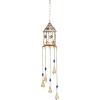 imageDeco 79 Metal Moon Indoor Outdoor Embellished Windchime with Glass Beads and Pipe Bells 5quot x 5quot x 41quot GoldRed