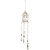 imageDeco 79 Metal Moon Indoor Outdoor Embellished Windchime with Glass Beads and Pipe Bells 5quot x 5quot x 41quot GoldRed