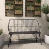 imageDeco 79 Metal Patio Outdoor Bench Grill Style High Back Frame Patio Bench with Trestle Legs and Armrests Bench 48quot x 19quot x 38quot BlackBlack
