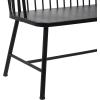 imageDeco 79 Metal Patio Outdoor Bench Grill Style High Back Frame Patio Bench with Trestle Legs and Armrests Bench 48quot x 19quot x 38quot BlackBlack