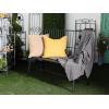 imageDeco 79 Metal Patio Outdoor Bench Grill Style High Back Frame Patio Bench with Trestle Legs and Armrests Bench 48quot x 19quot x 38quot BlackBlack