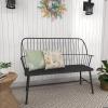 imageDeco 79 Metal Patio Outdoor Bench Grill Style High Back Frame Patio Bench with Trestle Legs and Armrests Bench 48quot x 19quot x 38quot BlackBlack