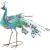 imageDeco 79 Metal Peacock Decorative Garden Sculpture Indoor Outdoor Garden Statue with Crystal Accents Outdoor Sculpture 31quot x 7quot x 20quot TealTeal