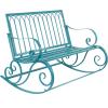 imageDeco 79 Metal Scroll Patio Outdoor Bench Rocking Patio Bench Bench 49quot x 37quot x 37quot Teal