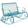 imageDeco 79 Metal Scroll Patio Outdoor Bench Rocking Patio Bench Bench 49quot x 37quot x 37quot Teal
