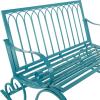imageDeco 79 Metal Scroll Patio Outdoor Bench Rocking Patio Bench Bench 49quot x 37quot x 37quot Teal