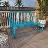 imageDeco 79 Metal Scroll Patio Outdoor Bench Rocking Patio Bench Bench 49quot x 37quot x 37quot Teal
