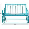 imageDeco 79 Metal Scroll Patio Outdoor Bench Rocking Patio Bench Bench 49quot x 37quot x 37quot Teal