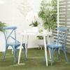 imageDeco 79 Metal Solid Outdoor Dining Chair  GreenBlue
