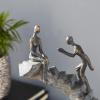 imageDeco 79 Polystone People Decorative Sculpture Home Decor Statue with Stairs Accent Figurine 8quot x 3quot x 14quot BlackRound