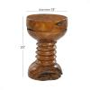 imageDeco 79 Teak Wood Handmade Side End Accent Table Live Edge End Table with Coiled Base Side Table 13quot x 13quot x 20quot BrownRound