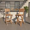 imageDeco 79 Teak Wood Indoor Outdoor Folding Bar Stool Set of 2 18quotW 45quotH Brown