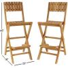 imageDeco 79 Teak Wood Indoor Outdoor Folding Bar Stool Set of 2 18quotW 45quotH Brown