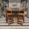 imageDeco 79 Teak Wood Indoor Outdoor Folding Bar Stool Set of 2 18quotW 45quotH Brown
