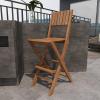 imageDeco 79 Teak Wood Indoor Outdoor Folding Bar Stool Set of 2 18quotW 45quotH Brown