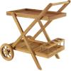 imageDeco 79 Teak Wood Indoor Outdoor Rolling 2 Shelf Bar Cart with Wheels and Handle 32quot x 21quot x 32quot Brown