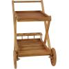 imageDeco 79 Teak Wood Indoor Outdoor Rolling 2 Shelf Bar Cart with Wheels and Handle 32quot x 21quot x 32quot Brown