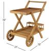 imageDeco 79 Teak Wood Indoor Outdoor Rolling 2 Shelf Bar Cart with Wheels and Handle 32quot x 21quot x 32quot Brown