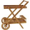 imageDeco 79 Teak Wood Indoor Outdoor Rolling 2 Shelf Bar Cart with Wheels and Handle 32quot x 21quot x 32quot Brown