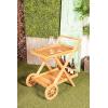 imageDeco 79 Teak Wood Indoor Outdoor Rolling 2 Shelf Bar Cart with Wheels and Handle 32quot x 21quot x 32quot Brown