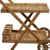 imageDeco 79 Teak Wood Indoor Outdoor Rolling 2 Shelf Bar Cart with Wheels and Handle 32quot x 21quot x 32quot Brown