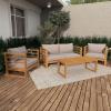 imageDeco 79 Teak Wood Outdoor Seating Set with Cushions Set of 4 52 47 29 29W BrownSeating Set